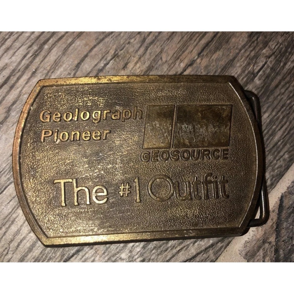 Vtg Geolograph Pioneer Geosource‎ Belt Buckle Mens